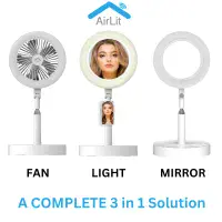 3-in-1 Portable Smart Make Up Mirror, Fan & Light