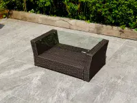 4 Piece Rattan Bistro Patio Outdoor Garden Furniture Set: Brown with Cream Cushions