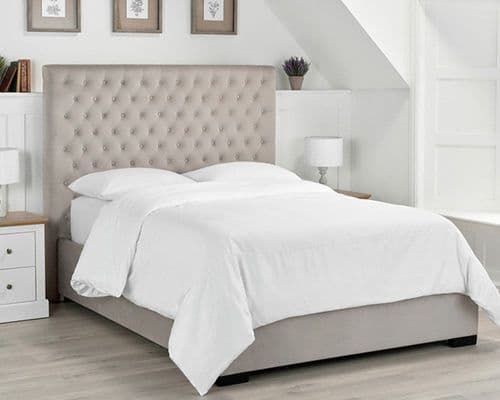 Antalya Beige Fabric Bed Frame Double And King Size