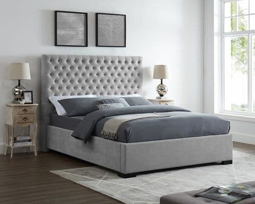 Antalya Grey Fabric Bed Frame Double And King Size