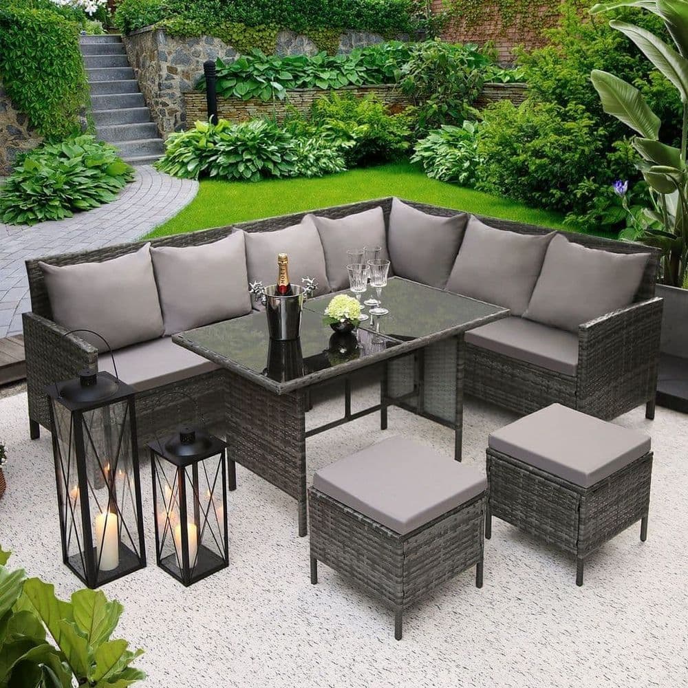 Cancun Rooftop Bar 9 Str Grey Rattan Garden Set