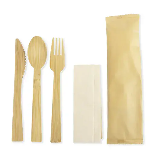 EcoLux Disposable Bamboo Cutlery Bulk Sets