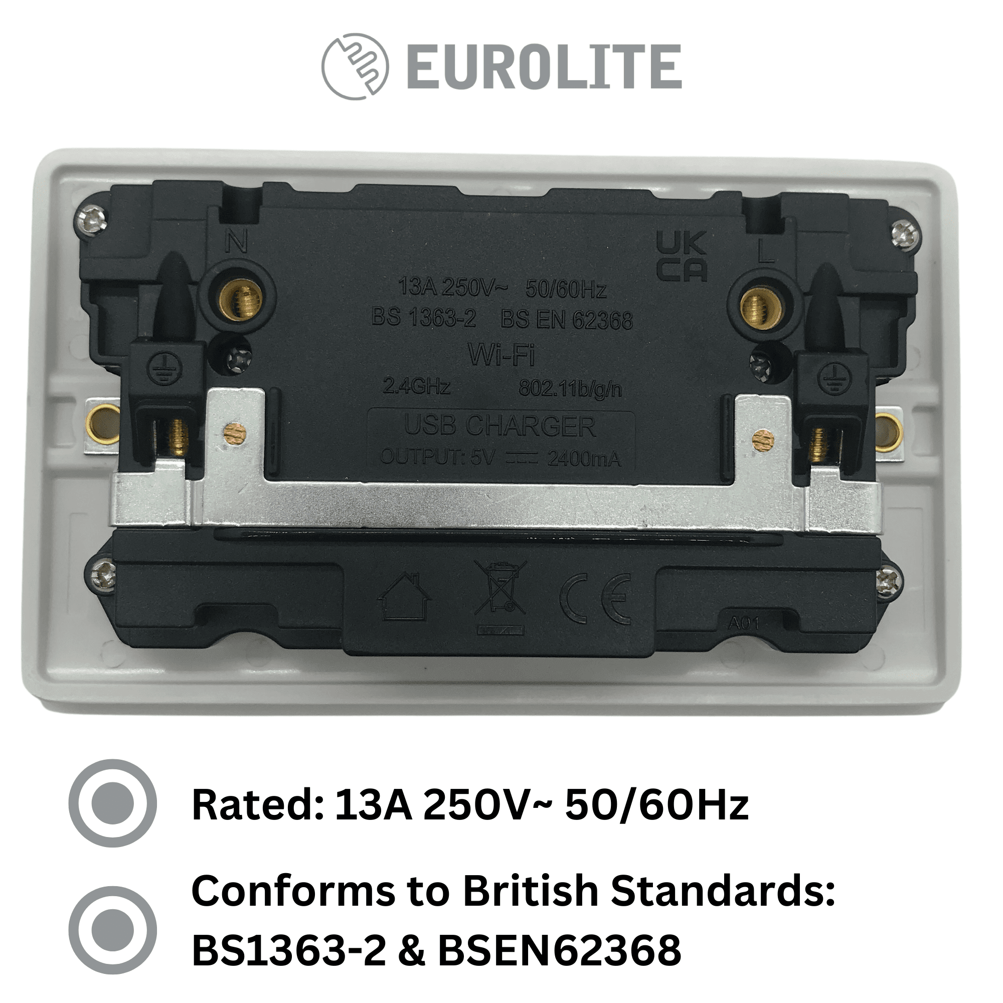 Eurolite 13A 2 Gang SP Switched Socket WiFi Extender