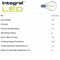 Integral LED 3.4W Omni Filament GLS Bulb 2700K Non Dimmable: 4 Pack