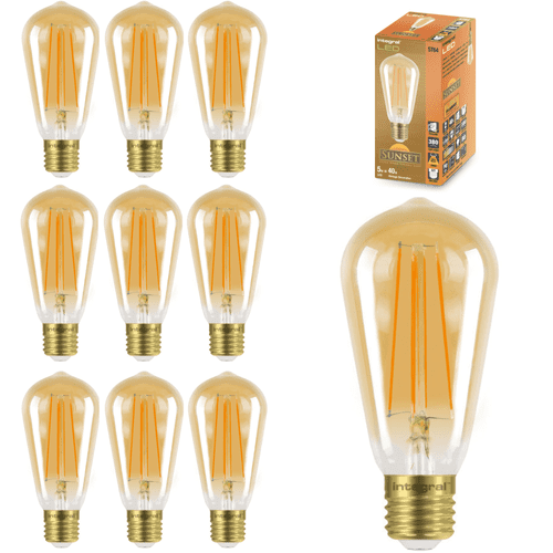 Integral LED 5W Filament Lamp: Ultra Warm 1800K Dimmable: 10 Pack