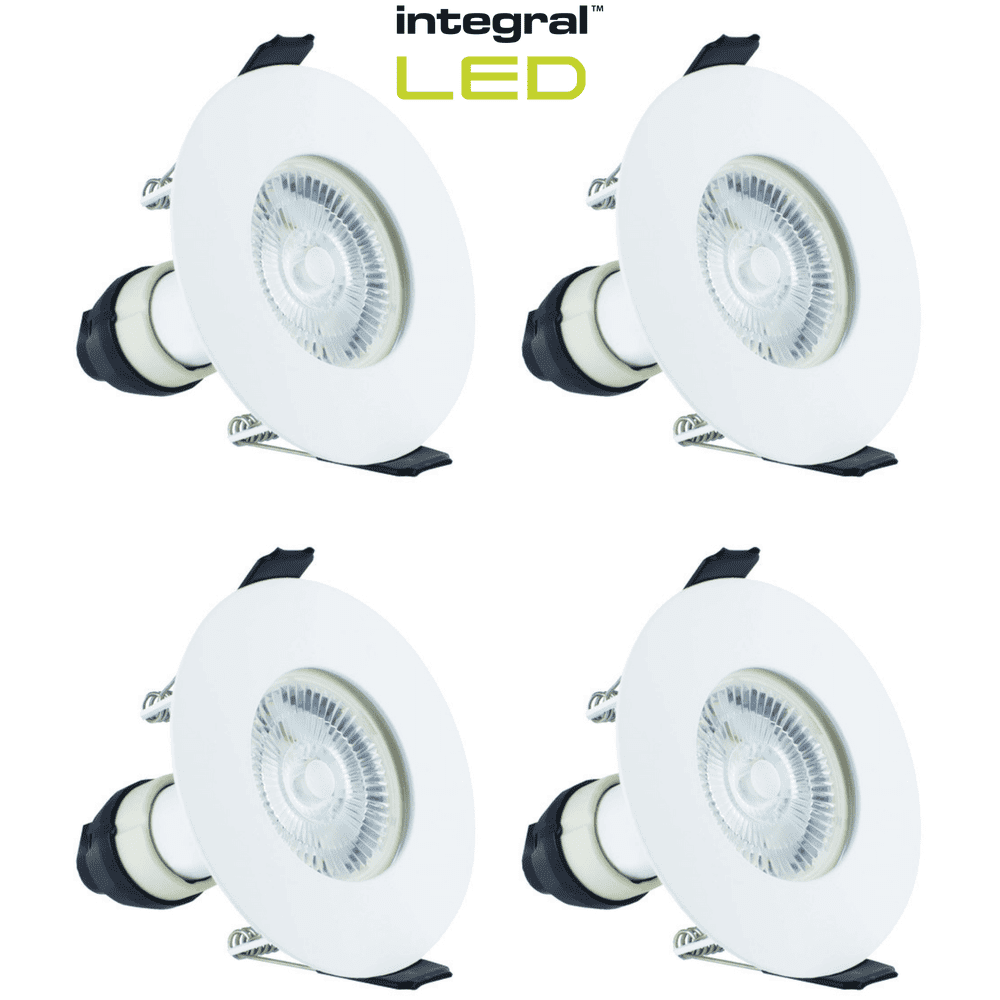 Integral LED Fire Rated Downlights Ceiling Spotlights White 4 Pack