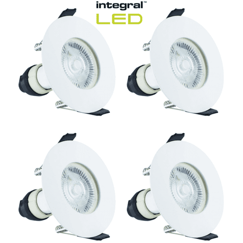 Integral LED Fire Rated Downlights Ceiling Spotlights: White: 4 Pack