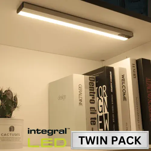 Integral LED Under Cabinet & Wardrobe Night Lights: Twin Pack (261mm / No Door Sensor)