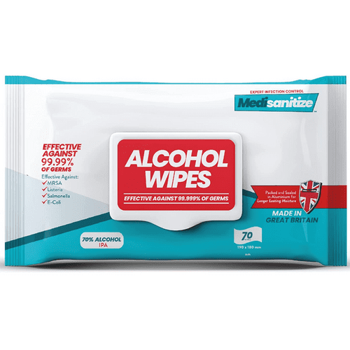 Medisanitize Antibacterial 70% Alcohol Wipes (70 wipes per pack)