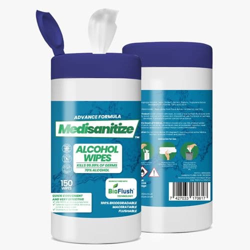 Medisanitize Antibacterial Wipes for Surface Cleaning - 200 Wipes Tub Biodegradable