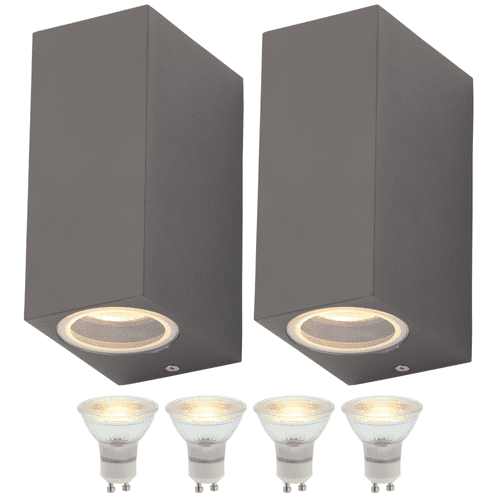Outdoor Mains GU10 Up Down Wall Mounted LED Light: Twin Pack