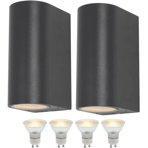Outdoor Mains Up Down Wall Light for Doorways Patios and Gardens: Twin Pack