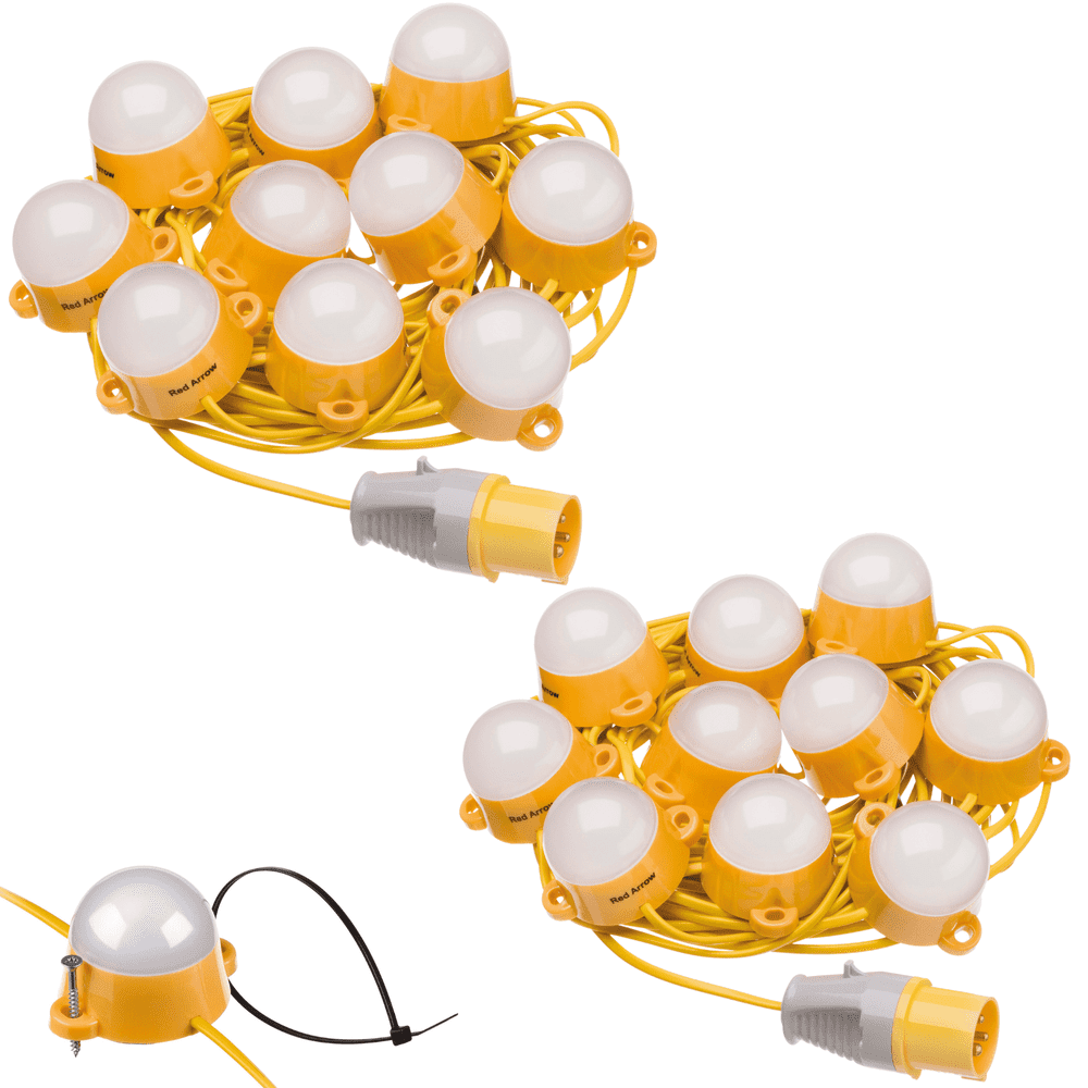 Red Arrow 22m 110V LED Festoon Kit 10-Way: 50W: Interconnectable up to 200m Twin: Pack