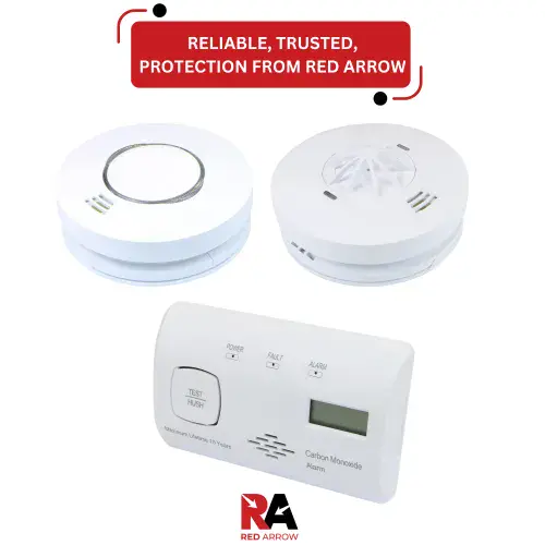 Red Arrow Mains Powered with Battery Back Up Smoke, Heat & CO Detector Packs