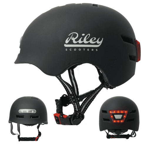 Riley Scooters Black Helmet with Integrated LEDs: Small