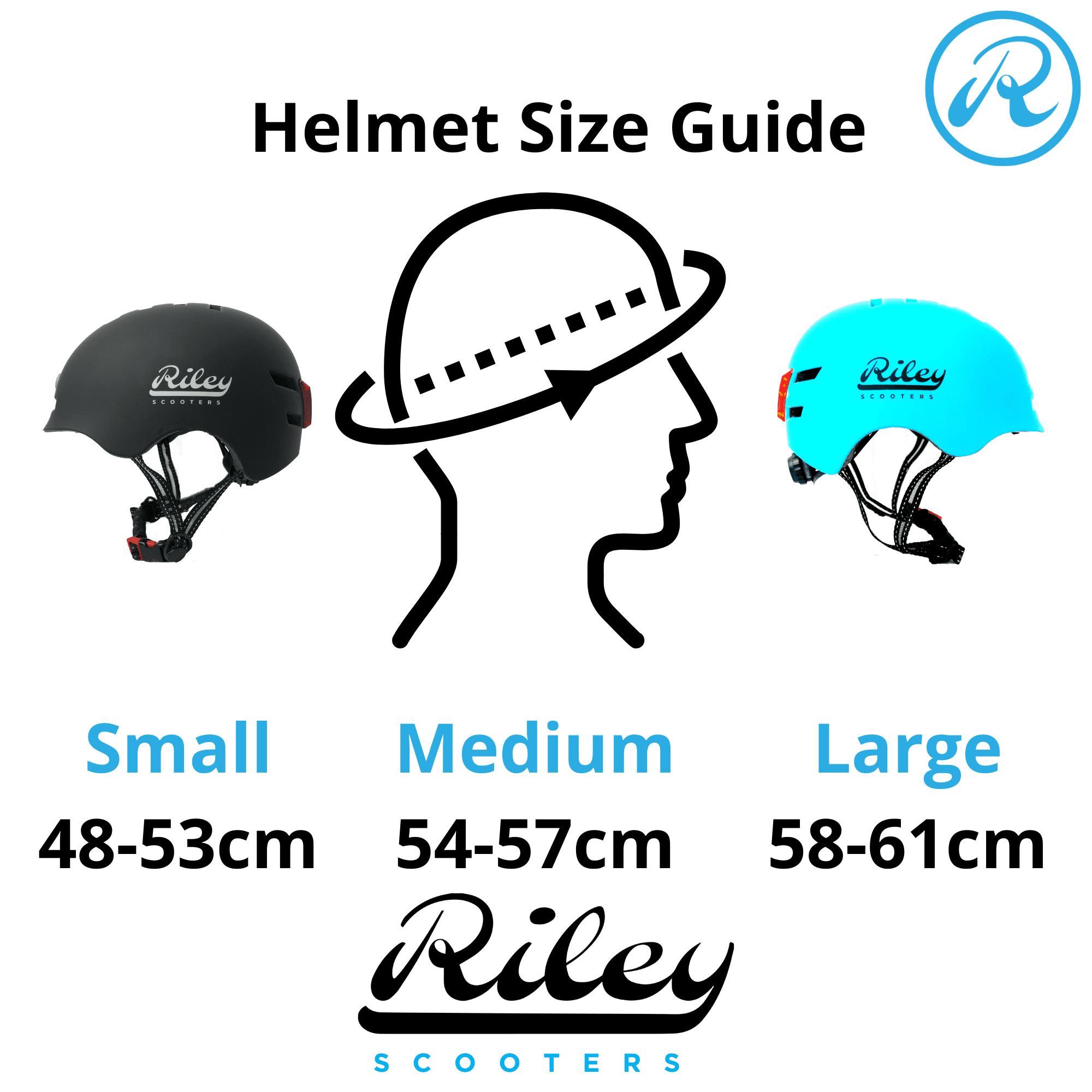 Riley Scooters Scooter Safety Helmet with USB Charged LED Front and ...