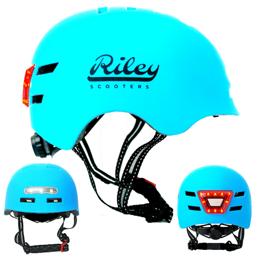Riley Scooters Scooter Safety Helmet with USB Charged LED Front and Rear Lights