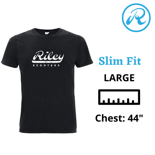 Riley Scooters Slim Fit Black Fashion T-Shirt with Distressed Text