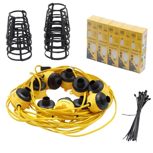 Stanley 240V Festoon Light Kit - 22m with 10x 10W Lamps Included