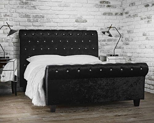 Vienna Black Crushed Velvet Bed Frame Double And King Size