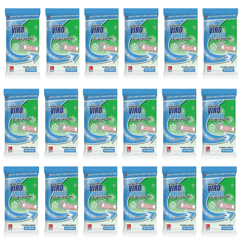 ViroFreeze Antiviral Antibacterial Hand and Surface Wipes with Moisture Lock Seal: 18 Packs