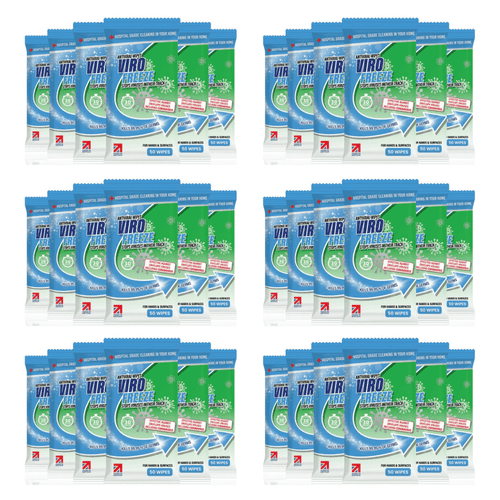 ViroFreeze Antiviral Antibacterial Hand and Surface Wipes with Moisture Lock Seal: 36 Packs