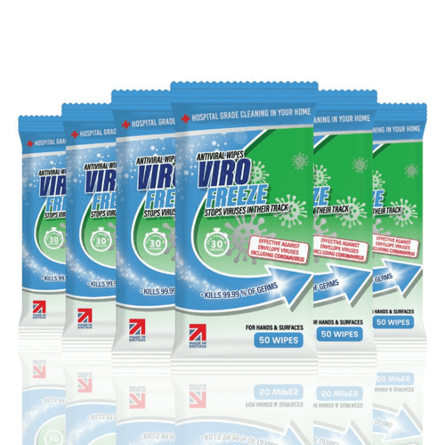 ViroFreeze Antiviral Antibacterial Hand and Surface Wipes with Moisture Lock Seal: 6 Pack