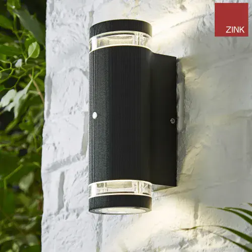 Zink Black Up Down Wall Lighting Outdoor Mains Powered with GU10s