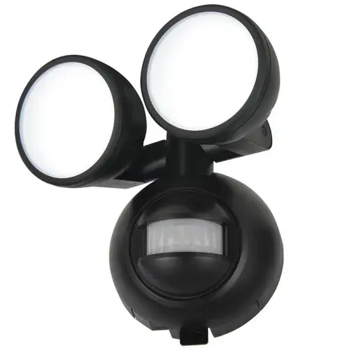 Zink LED Twin Spotlight Battery Operated with 10m PIR Detector