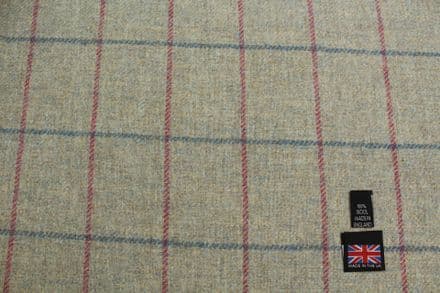 100% Pure New Wool Windowpane Tweed Fabric | DZ97