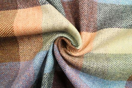 100% Wool Tweed Block Check Design Fabric | DR14