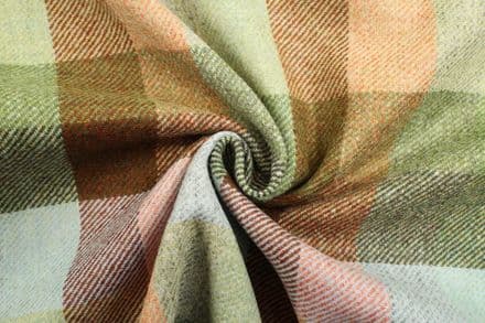 100% Wool Tweed Block Check Design Fabric | DR16