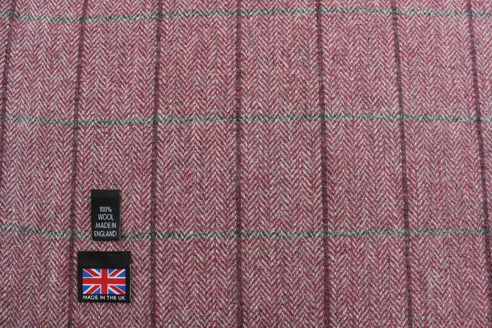 100 Wool Windowpane Check Tweed Fabric DM34