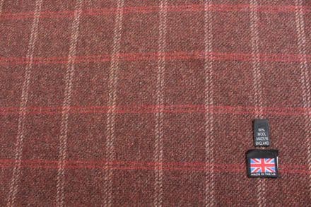 100% Wool Windowpane Check Tweed Fabric | DM63