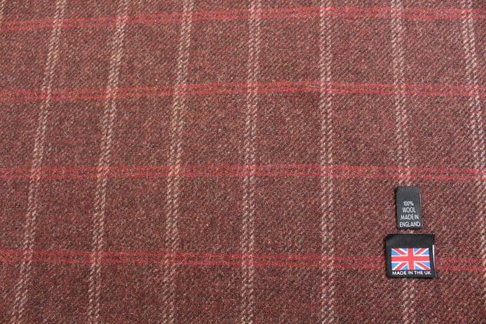 100% Wool Windowpane Check Tweed Fabric | DM63