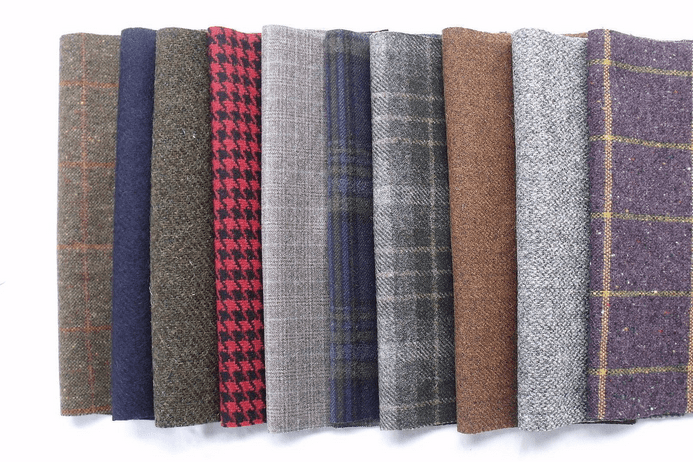 British Tweed 100% Pure Wool Tweed Remnants Offcuts Patchwork Crafts 10 Pieces 23x23cm (9