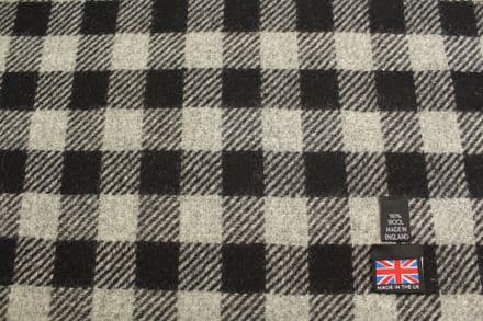 Pure New Wool Block Check Tweed Fabric | DM92