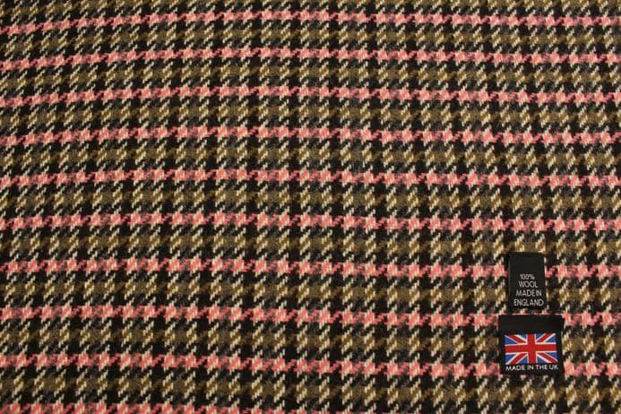 Pure New Wool Classic Mini Check Tweed Fabric | DM94