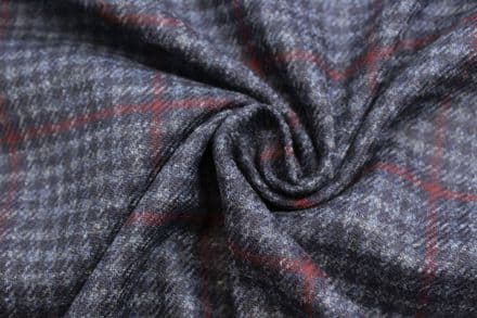 Pure New Wool Dogtooth Tweed Fabric with a Windowpane Overcheck | DQ09