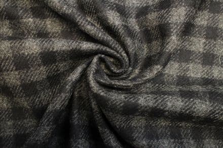 Pure Wool Mini Block Check Tweed Fabric | DQ78