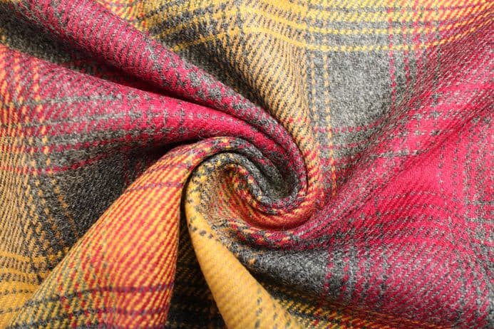 Pure Wool Plaid Tweed Fabric DR50