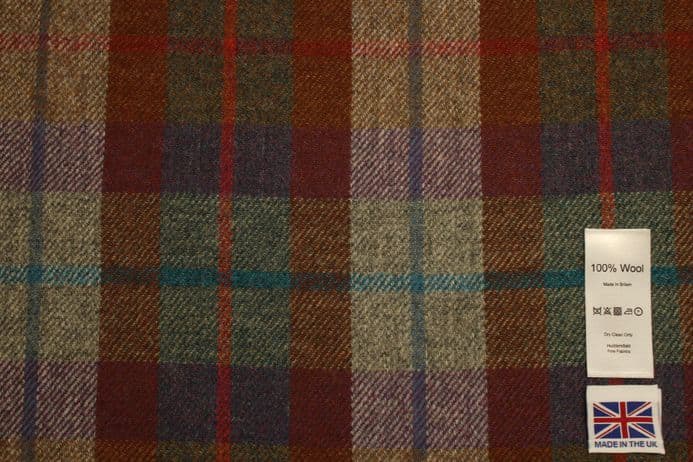 Pure Wool Plaid Tweed Fabric | DR63