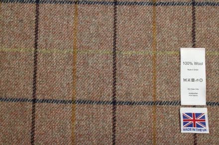 Tweed Windowpane Check Design Fabric 100% Wool | DR29