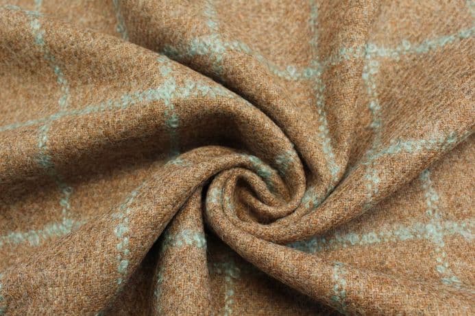 Wool / Mohair Boucle Windowpane Check Tweed Fabric DM20
