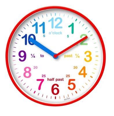 Acctim Wickford Kids Time Teach Clock 20cm - Red