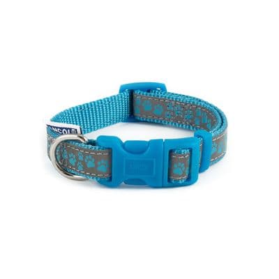 ANCOL PATTERNED COLLECTION COLLAR REFLECTIVE PAWS BLUE