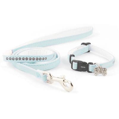 ANCOL SMALL BITE COLLAR & LEAD DELUXE JEWEL BLUE
