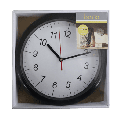 Basiks 23cm Quartz Wall Clock - Black