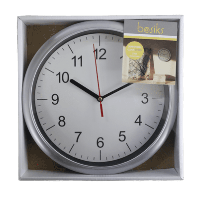 Basiks 23cm Quartz Wall Clock - Silver