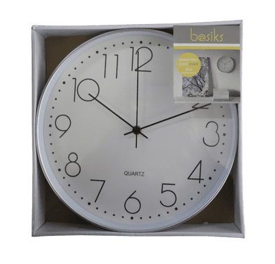 Basiks 30cm Quartz Wall Clock - Silver